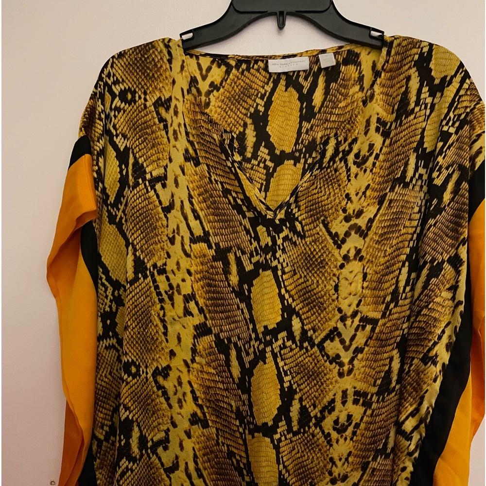Caftan top brown black gold/yellow snake skin pattern